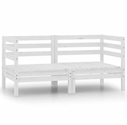 Rantry 2 STK. Garten-Ecksofas Weiß Massivholz Kiefer Modular Ecksofa Gartensofa Sofa Lounge Gartenmöbel Einzelsofa Loungesofa Möbel Sessel Ecksessel Balkon Terrasse Garten