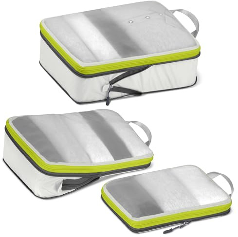 Cipway Organizer Valigia,Cubi da Imballaggio a Compressione, Design a Rete, Salvaspazio Borse da Viaggio Set Sacchi Sottovuoto Vestiti da Viaggio per Zaini o Bagagli a Mano (Bianco,3 Pezzi)