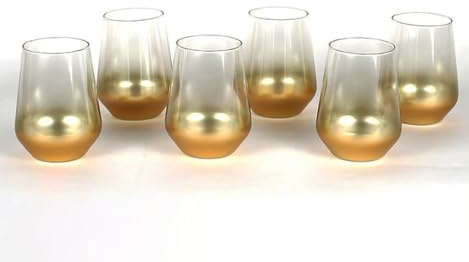 Rakle Exklusives Gläser-Set Glow – 6 Stück – Gläser aus Glas in Gold