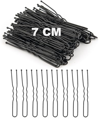 Haarnadeln Groß 100 Stück, 7cm Schwarz U-förmige Haarklammern für dickes Haar, Bobby Pins mit Aufbewahrungsbox, Haarklemmen Damen, Haarschmuck für Frauen bei Hochzeit & Friseursalon (Schwarz, 7 cm)