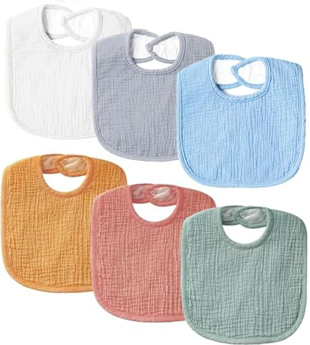 SLOSH Bavoirs Bébé Imperméables Etanche Waterproof Naissance Bebe Nouveau Né 0 mois à 36 mois 3 ans Coton Doux Absorbant Respirent Nourrissons Unisex Garçons Filles (Multicolors)