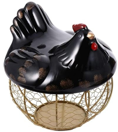 HYKJCSS Huevera Gallina Cesta De Huevos De Cerámica Creativa, Cesta De Red De Metal, Cesta De Almacenamiento De Huevos, Cesta De Almacenamiento De Frutas Y Patatas Hueveras(A)