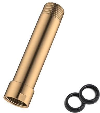 Duschkopf-Verlängerungsarm, gerader Duschverlängerer, massiver Edelstahl-Duschrohrverlängerung, weiblich auf männlich, NPT 1/2-Zoll-Anschluss für Badezimmer-Duschkopfhöhe, gebürstetes Gold
