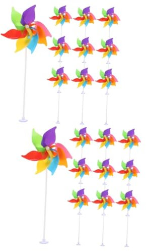 POPETPOP 20 Pièces Moulin à Vent Coloré Filateurs De Jardin Moulin à Vent De Paysage Extérieur Moulinets De Fleurs Arc-en-Ciel Mini Moulinets Moulinet pour Bureau Girouettes à Fleurs Bois
