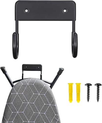 PGKDYC Ironing Board Hook, Ironing Board Hanger, Ironing Board Holder Wall Mount, Iron Board Hook, for Y-Leg or T-Leg Small and Large Ironing Board (Black)
