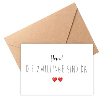 The Life Barn Postkarte mit Umschlag Alles Liebe zur Geburt Baby Zwillinge | Hochwertige Karte aus 350g Papier, inkl Kraftpapierumschlag