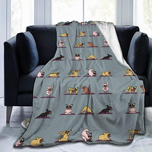 Kuscheldecke Yoga Hund Französischer Hund Welpe Flanell Decke Wärme Sofadecke Gemütlich Wohndecke Für Nickerchen Wohnzimmer Bank M