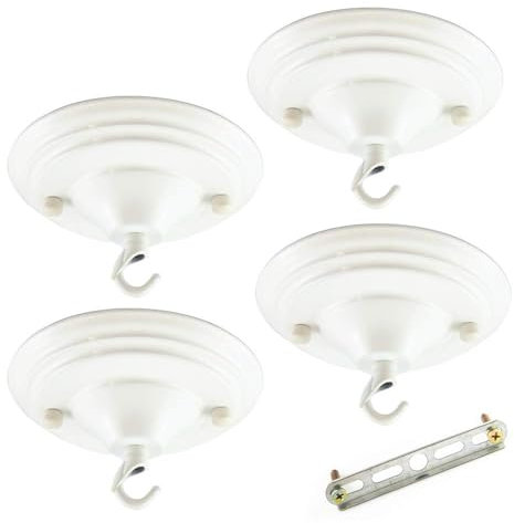 FSLiving Deckenrosette für Hängelampe Lampenaufhängung, 4er-Set Weiß Deckenbaldachin 135x65mm, Kit Lampenbaldachin aus Metall mit zentraler Bohrung und vorgesehenem Seitenloch,PJ0115K