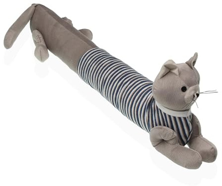 VERSA Länglicher Katzen-Türhalter, dekorativer Türstopper, Maße (H x L x B) 21 x 73 x 16 cm, Grau