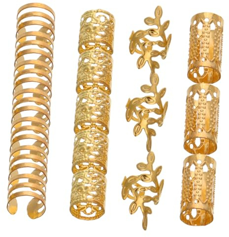 PACKOVE 40 Stück Haarschmuck für Damen Dreadlocks Perücke Damen Haarringe aus Legierung Einfach zu Verwenden für Partys und Hochzeiten