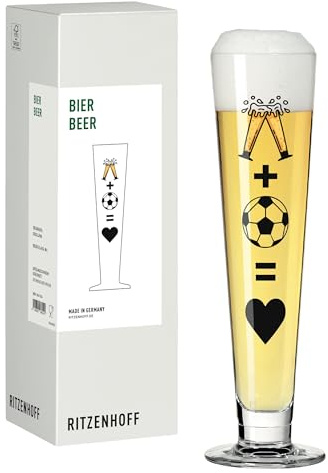 RITZENHOFF 8161004 Bier-Glas 330 ml, Serie Fußball, Nr. 4 mit Motiv Liebe zum Ball, schwarz-gelb - Made in Germany