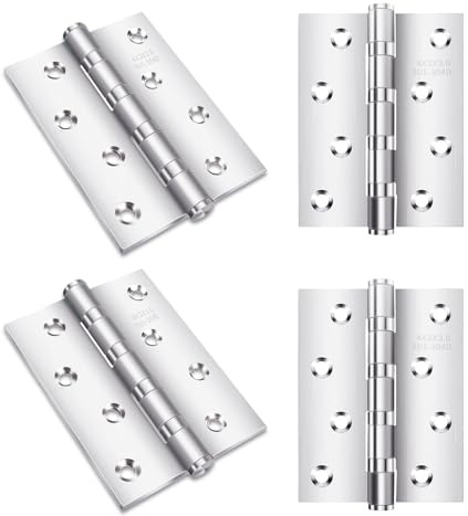 Lot De 4 CharnièRes Pliables En Acier Inoxydable 304-75 X 100 Mm - Haute Performance - Avec 32 Vis - Peuvent êTre UtiliséEs à L'IntéRieur Et à L'ExtéRieur Des Portes Massives