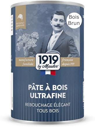 MAULER - Pâte à bois ultrafine int/extérieur - Teinte chêne/bois brun 350gr | Rebouchage facile fente, fissure, trou en intérieur - Parquet, Escalier, Meuble - Manufacture Mauler depuis 1919