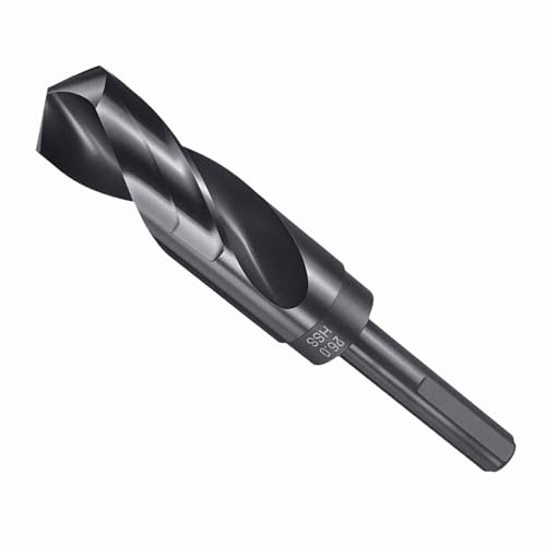 CoCud Drill Bit 26mm Diameter 1/2 Shank 3-Flat 4341 HSS | High Speed Steel Reduced Shank Bits Nitriding Black 118° Angle - (Applications: for Drilling Plastic Wood)