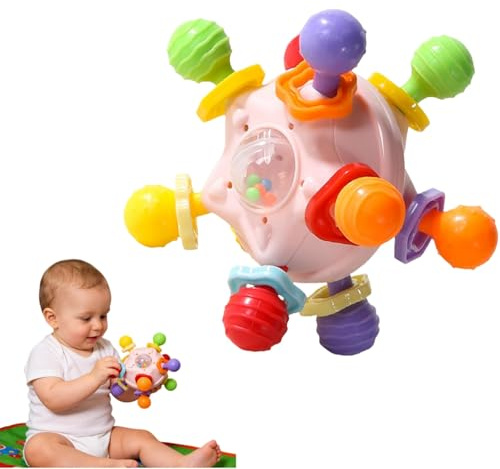 Sumneo Baby Greifling & Rassel – BPA-freier Silikon-Beissring und Spielzeug für Babys von 0–12 Monaten (Groß)