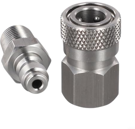 Pumixiy 8 mm 1/8 für NPT-Gewindefittings Schnelltrennung männlich und weiblich Set für Druckluftwerkzeuge Edelstahl Luftverschraubung 1/8 Zoll für NPT-Gewinde Schnellspanner