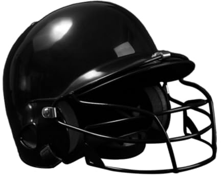 wisoolkic Basebollhjälm med dubbla öron och ansiktsmask, förbättrat skydd för fastpitch-softbollspelare, erbjuder säkerhet under matcher, stötdämpande softbollshjälm för vuxna män , Svart , 31x21x21cm