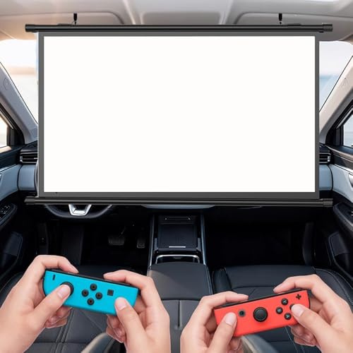 OPOLDBDMAC Mini Projection Screen Manual Retractable Car SUV Movies Screen Portable Projector Screen Small For RV Motorhome，40in Pull Down And Roll Up Screen Little(Black)