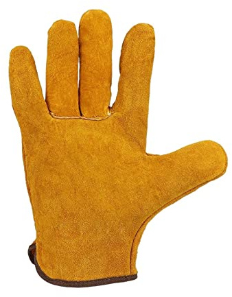 Mandil soldador, Guantes de trabajo Men de cuero que trabajan soldadura de seguridad Protección de guantes de construcción resistentes al desgaste, guantes de soldador de cuero(Gloves 1 pair)