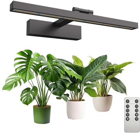 SANSI Luces de cultivo para plantas de interior, luz de pared de espectro completo de 35 W con control remoto, lámpara de alta PPFD con 4 niveles de intensidad regulable y temporizador de 4/8/12 horas
