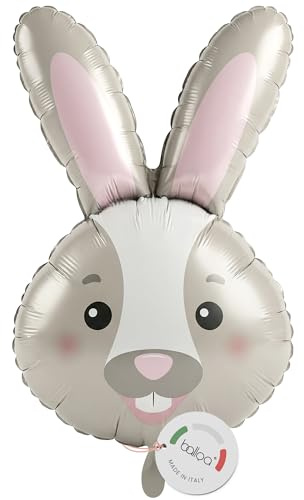 balloa Folienballon XXL Osterhase Kopf, Helium Ballon Kindergeburtstag Deko, Luftballon Hase für Ostern, Kinderparty Frühlingsdeko, Geschenk zum Geburtstag, Osterdeko Hasenballon, 72cm