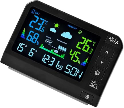 Home Weather Stations with Atomics Clock Indoor/Outdoor Thermometers Humidities Barometers Monitor Home Atomics Clock Temperature Inside Outside Thermometers Monitor