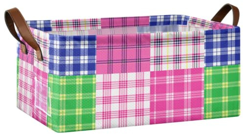 FRODOTGV Contenitori aperti per l'organizzazione della casa Preppy Madras Plaid Patchwork-S