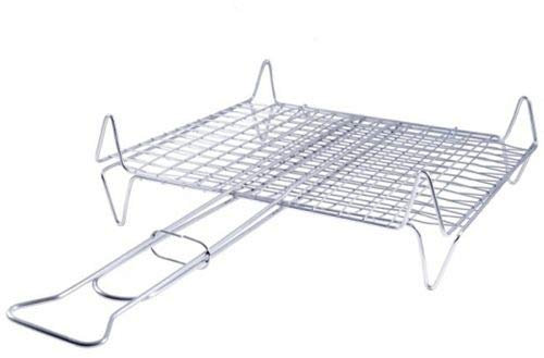 Graticola griglia bombata con piedi per barbecue ribaltabile doppio manico (25x30cm)