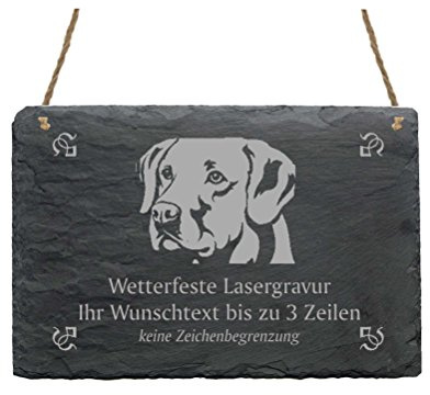 Schiefertafel « LABRADOR RETRIEVER » Schild mit individuellem Text und Hunde Motiv - Türschild Namensschild Klingelschild - Wunschgravur