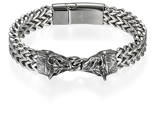 JewelryWe Schmuck Drache Armband Herren Wikinger Gotik Drachen Panzerkette Armkette Gliederarmband Edelstahl Biker Link Armreif Geschenk für Männer