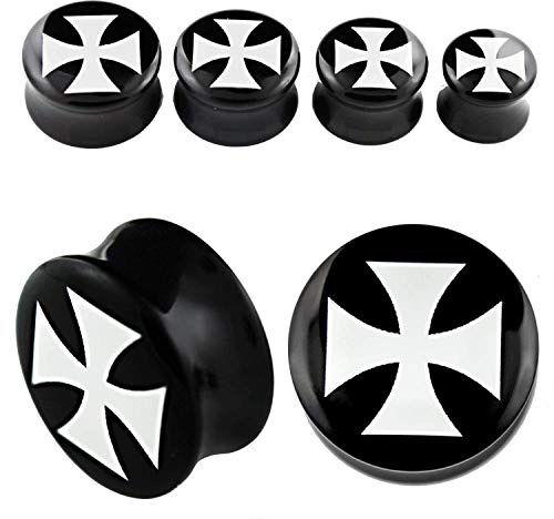 Plugs eisernes Kreuz Acryl 2er Set Piercing Ohrdehner Ohrplug