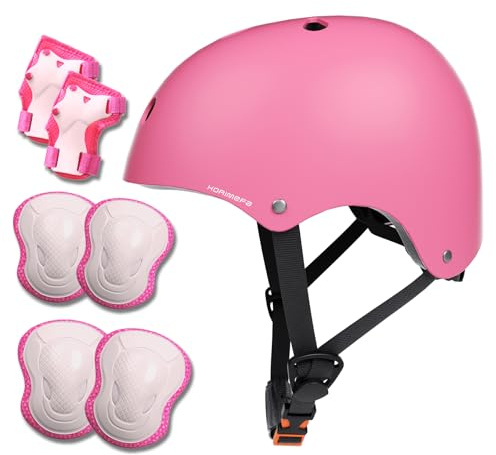 KORIMEFA Casco Bici Protezioni Set per Bambini Ginocchiere Gomitiere e Protezione Polso per Bambini da 3-13 Anni, Casco per Hoverboard, Pattini in Linea, BMX e Bicicletta