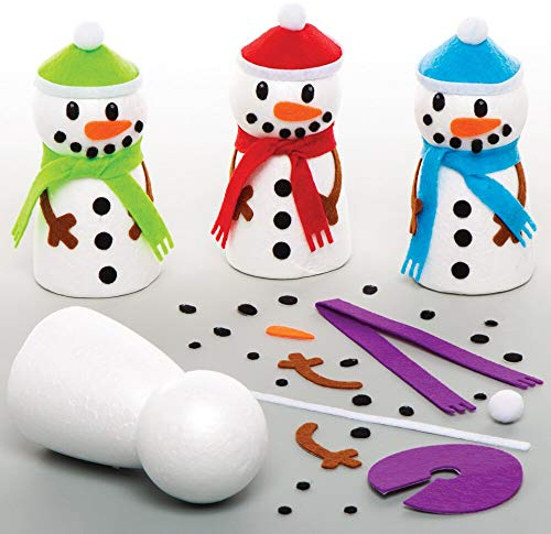 Baker Ross AT190 Schneemann Bastelset Kinder (4 Stück) Weihnachtsbastelset, Sortiert
