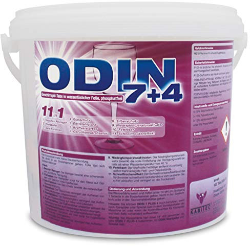 KABITEC ODIN 7 PLUS 4 Geschirrspül-Tabs in wasserlöslicher Folie 120 Stück │ 11 Spezial-Funktionen in Einem, kraftvolle Reinigung & strahlender Glanz bei jedem Spülgang