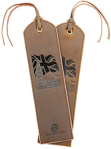 Leder-Lesezeichen, handgefertigt mit Union Jack-Flagge, Big Ben-Design, 2 Stück, Echtleder-Buchzeichen, perfekte Lesezeichen für Männer, Frauen und Kinder, tolle Idee für patriotische Geschenke für