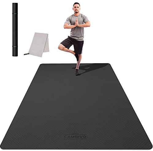 CAMBIVO XXL Yogamatte 183 x 122 cm, extra breite Fitnessmatte aus TPE, 6/8/10/12 mm Dicke rutschfeste Gymnastikmatte mit Tragetasche, gepolstert & gelenkschonend für Yoga, Pilates, Workout, Gym