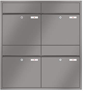 RENZ/Plan / 4er Unterputz-Briefkastenanlage Einbau-Briefkasten/RAL-Farbe 9007 Volumen 28 L/Dein-Briefkasten.de