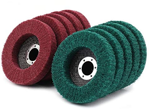 NUODUN 10 discos de fibra de nailon de grano 180/320, discos de pulido abrasivos para amoladora angular de 4 pulgadas, desbarbado y eliminación de óxido de soldaduras en superficies complejas
