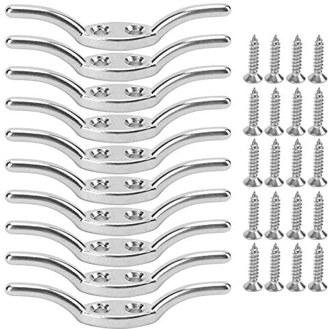 Snufeve6 Flagpole Rope Cleats, Firm Stable Rope Cleat Hook Stainless Steel Easy Installation for Boats Yachts