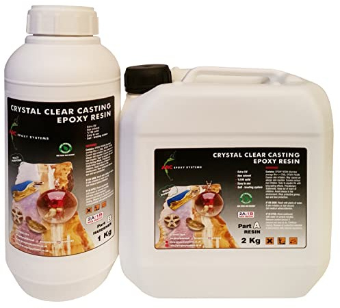 ARC TABLE TOP CLEAR CASTING EPOXY RESIN 3KG A+B SET - Clear Table Top Epoxy Resin Coating And Casting Jewelry Making, River Table, Countertop, Cheeseboard, Tumbler - UV Resistant…
