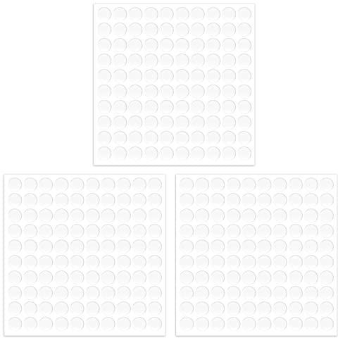 KINBOM 300 Pezzi/3 Fogli Punti di Colla Biadesivo, Forte Adesione Trasparente Punti Adesivi Punto di Colla Rimovibili per Plastica Vetro Parete Metallo Legno Ceramica (Diametro 10mm)
