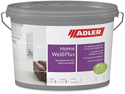 Aviva Home-Weiß Plus 3 litri Pittura murale con primer, per cartongesso e intonaci lisci, senza solventi