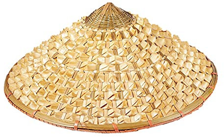 Chinesische Hüte aus Bambus, orientalisch, asiatisch, Coolie-Hut, japanischer Strohhut, vietnamesischer Bauernhut für Erwachsene (Farbe: Beige, Größe: Einheitsgröße)