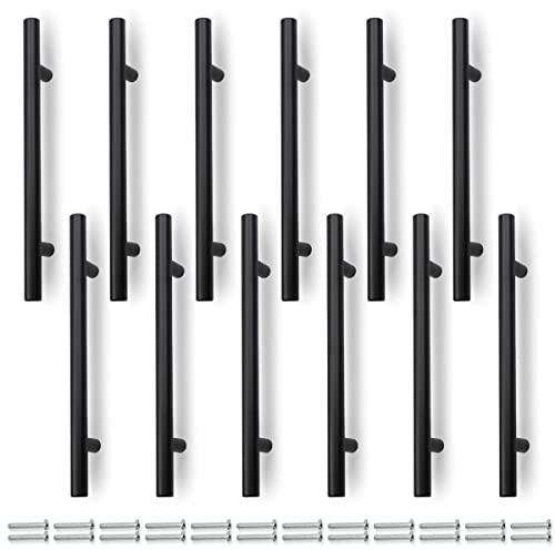 Bwintech 6 Zoll (4 Zoll Loch Mitte) Matte schwarze Cabnet zieht Küchenschrank Griffe, Edelstahl, ideal für Cabnet, Schublade, Schrank, 12-teilig