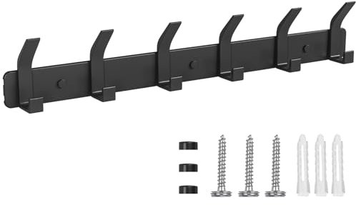 TENXSNUG Kleiderhaken Wand Garderobenleiste, Rostfrei Hakenleiste Garderobe Garderobenhaken Wandhaken mit 6 Haken, Wandgarderobe Gaderobenhakenleiste Jackenhalter für Küche und Bad, Kohlenstoffschwarz