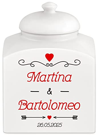 Maverton Barattolo per dolci in ceramica, stampa personalizzata | Barattolo per caramelle 3 L, protezione ermetica porta biscotti, pensiero per la coppia, lei e lui