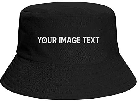 Fischerhut, personalisiertes Bild mit Text, für Damen und Herren, Strandkappe, Schwarz, Schwarz , Einheitsgröße
