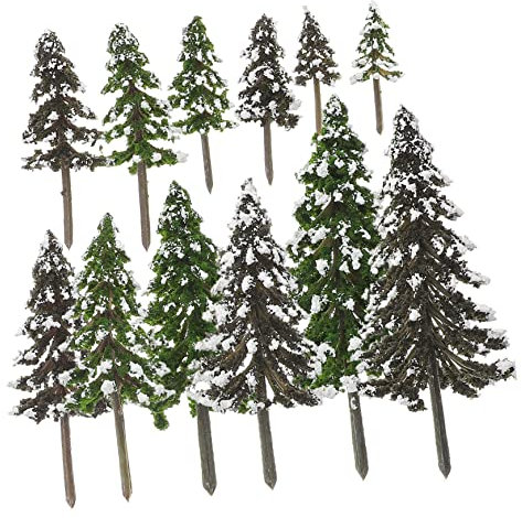 SHOWERORO 12pcs Cedar Sand Table Model Sand Tray Miniatures Train Model Bottle Brush Trees Plastic Model Trees Mini Trees for Crafts Sponge Miniature Pine Tree Micro Scene Layout Props Plant