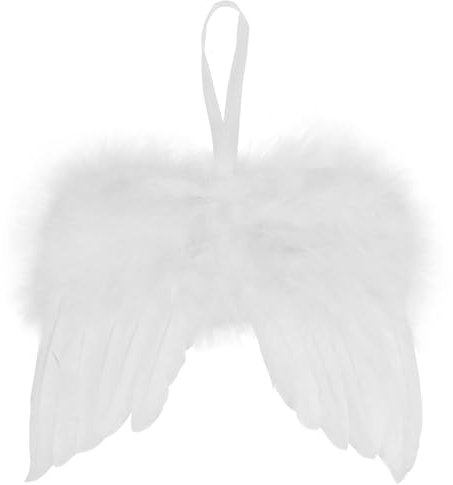 10 Pcs Angel Wings for Christmas Tree Ornament, 16×14 CM Hanging Angel Feather Wings Vintage White Feather for Crafts DIY Xmas Decoration Home Wedding Prop Party Decor (White, 10)
