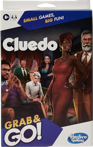 Hasbro Gaming Cluedo Grab and Go Spiel, tragbares Spiel für 3-6 Spieler, Reisespiel für Kinder